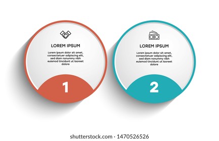 Infographic. Vector Infographic design template with icons and 2 numbers options or steps. Can be used for process diagram, presentations, workflow layout, banner, flow chart, info graph.