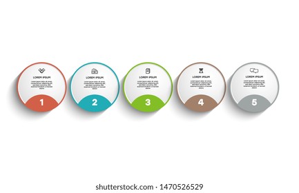 Infographic. Vector Infographic design template with icons and 5 numbers options or steps. Can be used for process diagram, presentations, workflow layout, banner, flow chart, info graph.