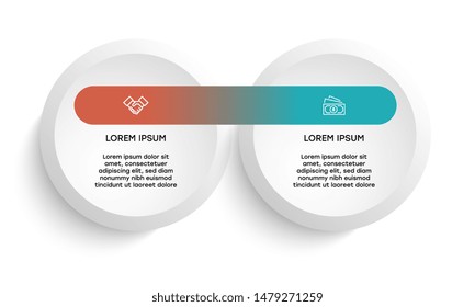 Infographic. Vector Infographic design template with icons and 2 numbers options or steps. Can be used for process diagram, presentations, workflow layout, banner, flow chart, info graph.