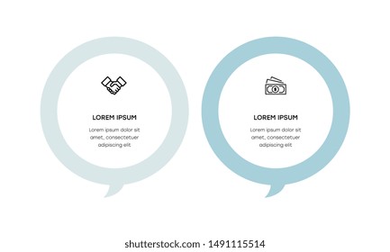 Infographic. Vector Infographic design template with icons and 2 numbers options or steps. Can be used for process diagram, presentations, workflow layout, banner, flow chart, info graph.