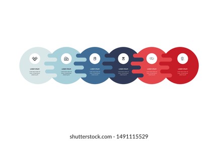 Infographic. Vector Infographic design template with icons and 6 numbers options or steps. Can be used for process diagram, presentations, workflow layout, banner, flow chart, info graph.