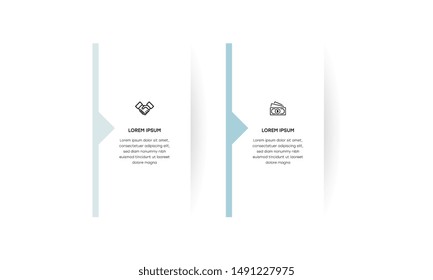 Infographic. Vector Infographic design template with icons and 2 numbers options or steps. Can be used for process diagram, presentations, workflow layout, banner, flow chart, info graph.