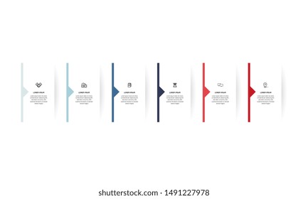 Infographic. Vector Infographic design template with icons and 6 numbers options or steps. Can be used for process diagram, presentations, workflow layout, banner, flow chart, info graph.