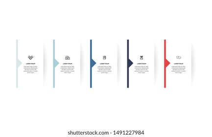 Infographic. Vector Infographic design template with icons and 5 numbers options or steps. Can be used for process diagram, presentations, workflow layout, banner, flow chart, info graph.