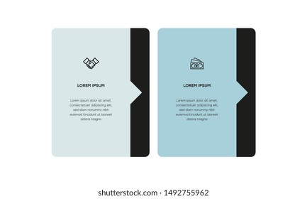 Infographic. Vector Infographic design template with icons and 2 numbers options or steps. Can be used for process diagram, presentations, workflow layout, banner, flow chart, info graph.