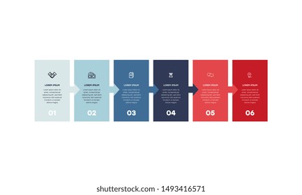 Infographic. Vector Infographic design template with icons and 6 numbers options or steps. Can be used for process diagram, presentations, workflow layout, banner, flow chart, info graph.