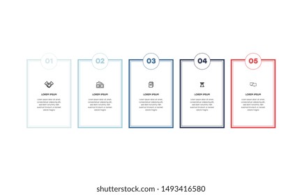 Infographic. Vector Infographic design template with icons and 5 numbers options or steps. Can be used for process diagram, presentations, workflow layout, banner, flow chart, info graph.