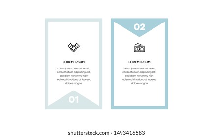 Infographic. Vector Infographic design template with icons and 2 numbers options or steps. Can be used for process diagram, presentations, workflow layout, banner, flow chart, info graph.