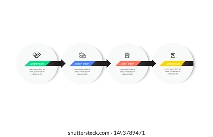 Infographic. Vector Infographic design template with icons and 4 numbers options or steps. Can be used for process diagram, presentations, workflow layout, banner, flow chart, info graph.