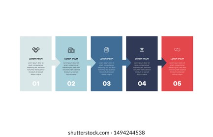 Infographic. Vector Infographic design template with icons and 5 numbers options or steps. Can be used for process diagram, presentations, workflow layout, banner, flow chart, info graph.