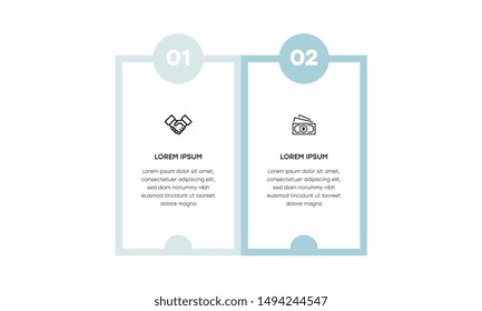 Infographic. Vector Infographic design template with icons and 2 numbers options or steps. Can be used for process diagram, presentations, workflow layout, banner, flow chart, info graph.