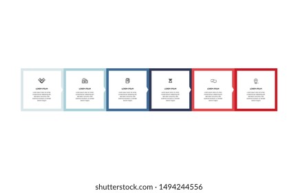 Infographic. Vector Infographic design template with icons and 6 numbers options or steps. Can be used for process diagram, presentations, workflow layout, banner, flow chart, info graph.