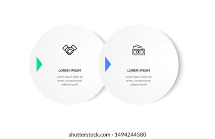 Infographic. Vector Infographic design template with icons and 2 numbers options or steps. Can be used for process diagram, presentations, workflow layout, banner, flow chart, info graph.