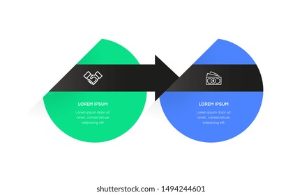 Infographic. Vector Infographic design template with icons and 2 numbers options or steps. Can be used for process diagram, presentations, workflow layout, banner, flow chart, info graph.