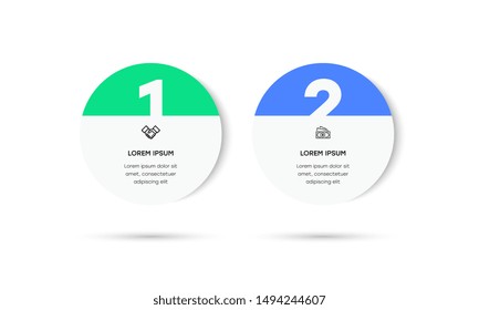 Infographic. Vector Infographic design template with icons and 2 numbers options or steps. Can be used for process diagram, presentations, workflow layout, banner, flow chart, info graph.
