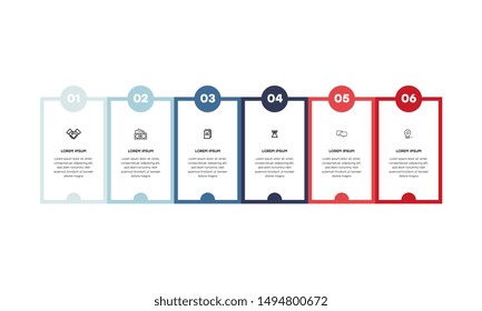 Infografía. Plantilla de diseño de infografía vectorial con iconos y 6 opciones de números o pasos.  Se puede utilizar para diagrama de procesos, presentaciones, diseño de flujo de trabajo, banner, diagrama de flujo, gráfico de información.