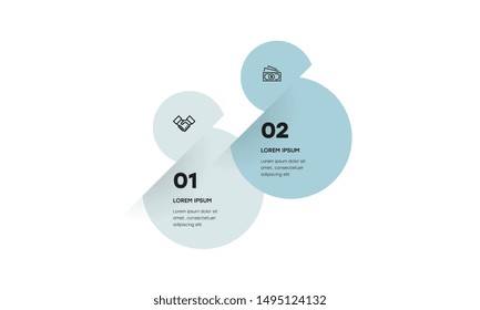 Infographic. Vector Infographic design template with icons and 2 numbers options or steps. Can be used for process diagram, presentations, workflow layout, banner, flow chart, info graph.