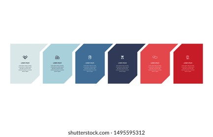 Infographic. Vector Infographic design template with icons and 6 numbers options or steps.  