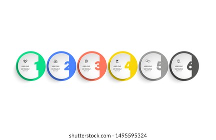Infographic. Vector Infographic design template with icons and 6 numbers options or steps.  