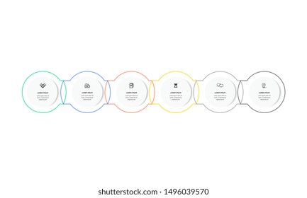 Infographic. Vector Infographic design template with icons and 6 numbers options or steps. Can be used for process diagram, presentations, workflow layout, banner, flow chart, info graph.