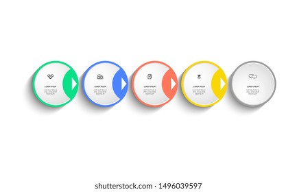 Infographic. Vector Infographic design template with icons and 5 numbers options or steps. Can be used for process diagram, presentations, workflow layout, banner, flow chart, info graph.