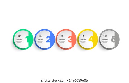 Infographic. Vector Infographic design template with icons and 5 numbers options or steps. Can be used for process diagram, presentations, workflow layout, banner, flow chart, info graph.