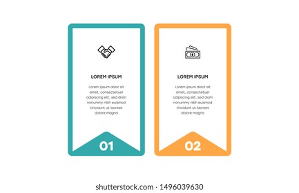 Infographic. Vector Infographic design template with icons and 2 numbers options or steps. Can be used for process diagram, presentations, workflow layout, banner, flow chart, info graph.