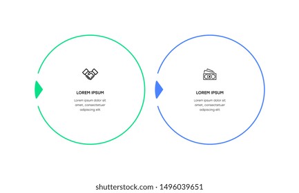Infographic. Vector Infographic design template with icons and 2 numbers options or steps. Can be used for process diagram, presentations, workflow layout, banner, flow chart, info graph.
