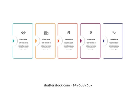 Infographic. Vector Infographic design template with icons and 5 numbers options or steps. Can be used for process diagram, presentations, workflow layout, banner, flow chart, info graph.
