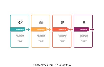 Infographic. Vector Infographic design template with icons and 4 numbers options or steps. Can be used for process diagram, presentations, workflow layout, banner, flow chart, info graph.