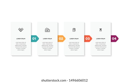 Infographic. Vector Infographic design template with icons and 4 numbers options or steps. Can be used for process diagram, presentations, workflow layout, banner, flow chart, info graph.