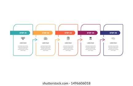 Infografik. Vector Infografische Design-Vorlage mit Symbolen und 5 Zahlenoptionen oder Schritten.  Kann für Prozessdiagramm, Präsentationen, Workflow-Layout, Banner, Flussdiagramm, Infografik verwendet werden.