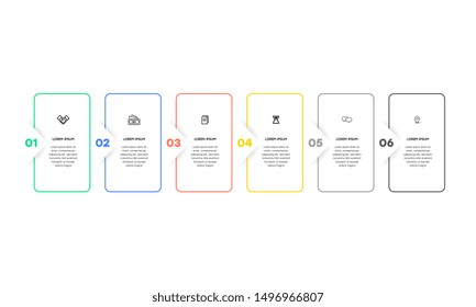 Infographic. Vector Infographic design template with icons and 6 numbers options or steps. Can be used for process diagram, presentations, workflow layout, banner, flow chart, info graph.