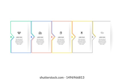 Infographic. Vector Infographic design template with icons and 5 numbers options or steps. Can be used for process diagram, presentations, workflow layout, banner, flow chart, info graph.