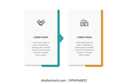 Infographic. Vector Infographic design template with icons and 2 numbers options or steps. Can be used for process diagram, presentations, workflow layout, banner, flow chart, info graph.