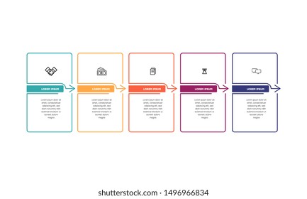 Infographic. Vector Infographic design template with icons and 5 numbers options or steps. Can be used for process diagram, presentations, workflow layout, banner, flow chart, info graph.