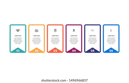 Infographic. Vector Infographic design template with icons and 6 numbers options or steps. Can be used for process diagram, presentations, workflow layout, banner, flow chart, info graph.