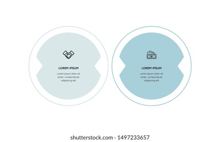 Infographic. Vector Infographic design template with icons and 2 numbers options or steps. Can be used for process diagram, presentations, workflow layout, banner, flow chart, info graph.