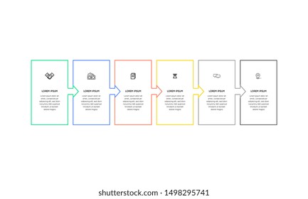 Infographic. Vector Infographic design template with icons and 6 numbers options or steps. Can be used for process diagram, presentations, workflow layout, banner, flow chart, info graph.