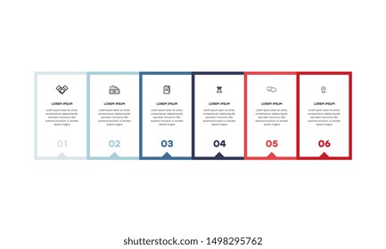 Infographic. Vector Infographic design template with icons and 6 numbers options or steps. Can be used for process diagram, presentations, workflow layout, banner, flow chart, info graph.