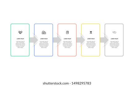 Infographic. Vector Infographic design template with icons and 5 numbers options or steps. Can be used for process diagram, presentations, workflow layout, banner, flow chart, info graph.