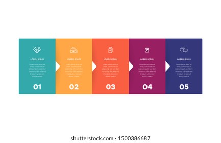 Infographic. Vector Infographic design template with icons and 5 numbers options or steps. Can be used for process diagram, presentations, workflow layout, banner, flow chart, info graph.