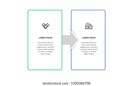 Infographic. Vector Infographic design template with icons and 2 numbers options or steps. Can be used for process diagram, presentations, workflow layout, banner, flow chart, info graph.