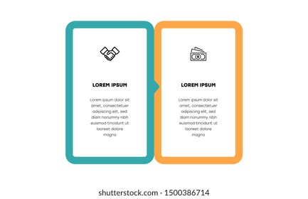 Infographic. Vector Infographic design template with icons and 2 numbers options or steps. Can be used for process diagram, presentations, workflow layout, banner, flow chart, info graph.