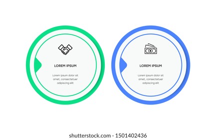 Infographic. Vector Infographic design template with icons and 2 numbers options or steps. Can be used for process diagram, presentations, workflow layout, banner, flow chart, info graph.