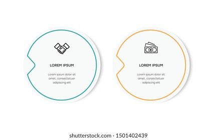Infographic. Vector Infographic design template with icons and 2 numbers options or steps. Can be used for process diagram, presentations, workflow layout, banner, flow chart, info graph.