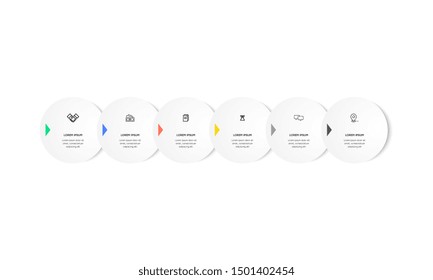 Infographic. Vector Infographic design template with icons and 6 numbers options or steps. Can be used for process diagram, presentations, workflow layout, banner, flow chart, info graph.