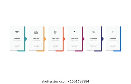Infographic. Vector Infographic design template with icons and 6 numbers options or steps. Can be used for process diagram, presentations, workflow layout, banner, flow chart, info graph.