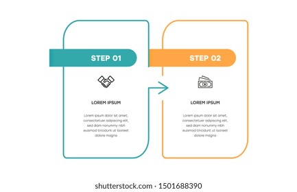 Infographic. Vector Infographic design template with icons and 2 numbers options or steps. Can be used for process diagram, presentations, workflow layout, banner, flow chart, info graph.