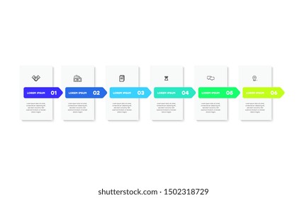 Infographic. Vector Infographic design template with icons and 6 numbers options or steps. Can be used for process diagram, presentations, workflow layout, banner, flow chart, info graph.